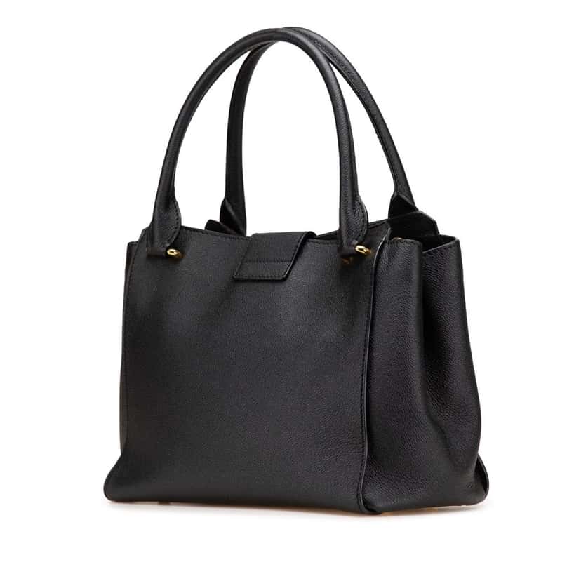 Burberry Medium Grained Calfskin Buckle Tote Black Leather Good condition - Back View