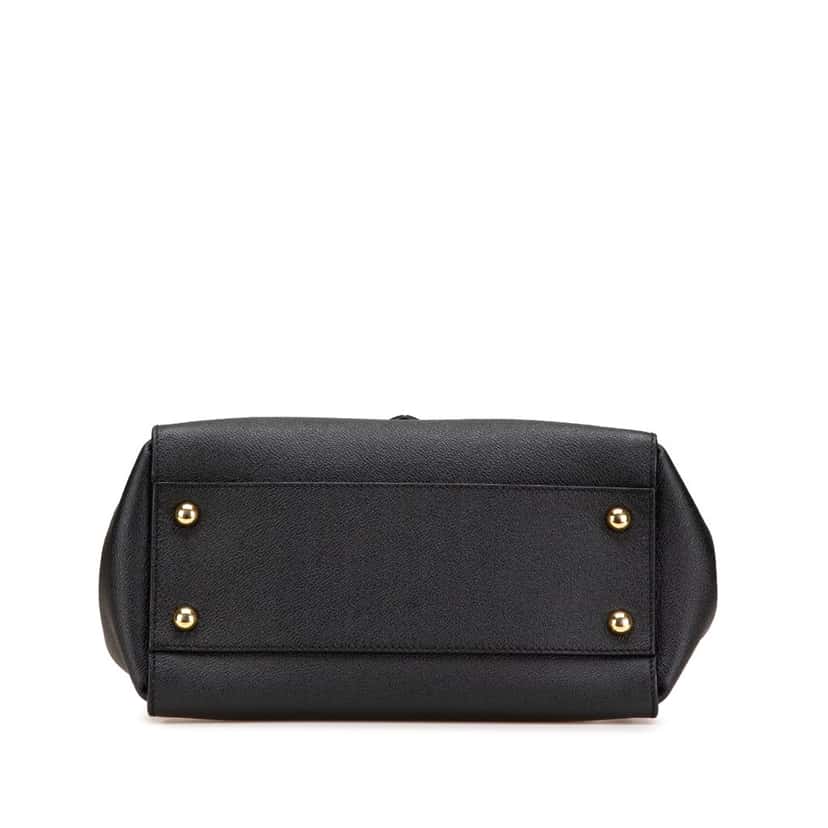 Burberry Medium Grained Calfskin Buckle Tote Black Leather Good condition - Inside View
