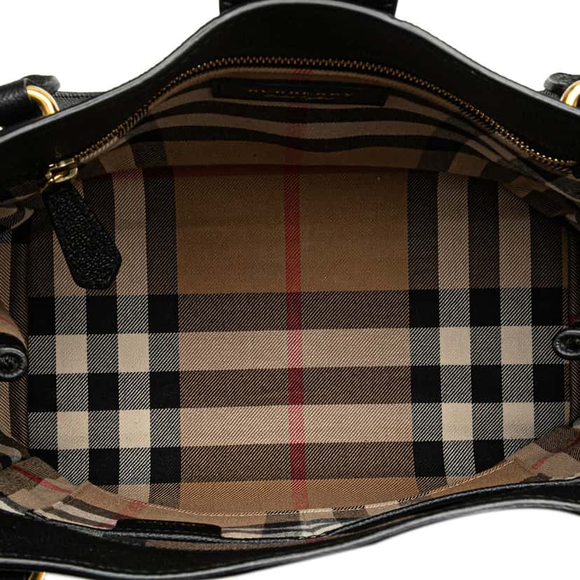 Burberry Medium Grained Calfskin Buckle Tote Black Leather Good condition - Model View