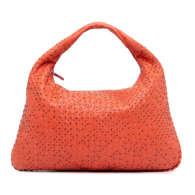 Bottega Veneta Large Nappa Intrecciato Stitched Veneta Hobo Orange Leather Good condition - Front View