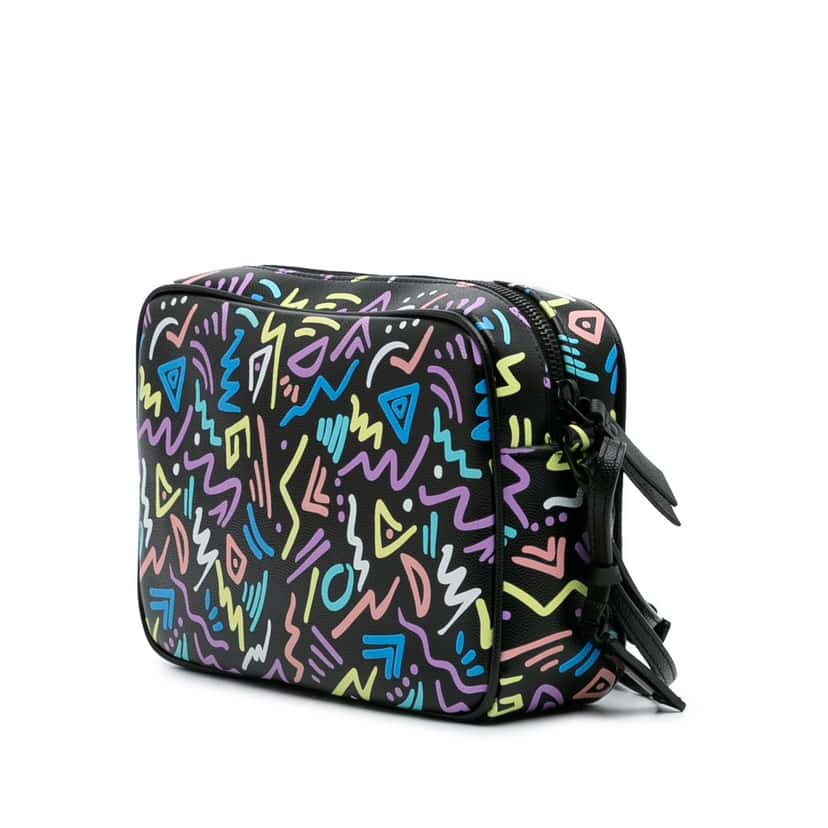 Saint Laurent Medium Grain de Poudre Monogram Graphic Print Lou Camera Bag Black Leather Good condition - Back View