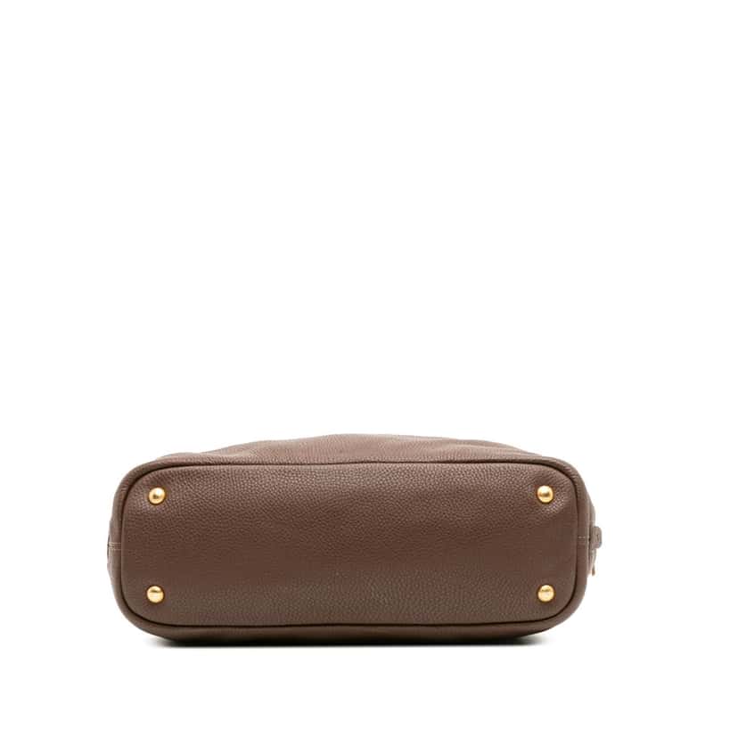 Prada Vitello Daino Side Zip Shopper Tote Brown Leather Good condition - Inside View