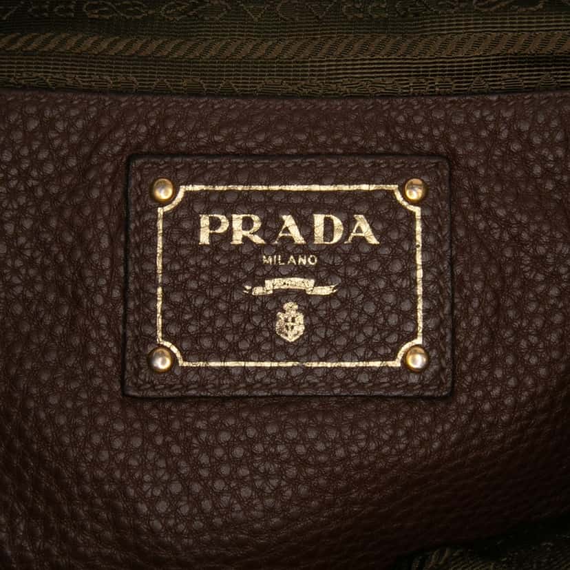 Prada Vitello Daino Side Zip Shopper Tote Brown Leather Good condition - Box View