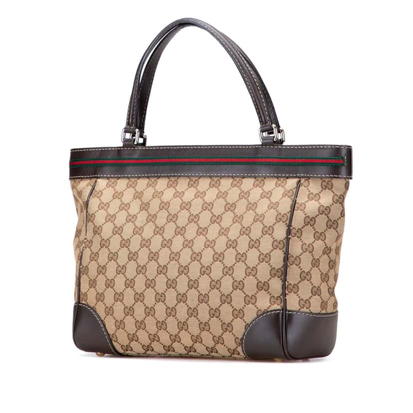Gucci GG Canvas Web Mayfair Tote Brown Canvas Good condition - Back View