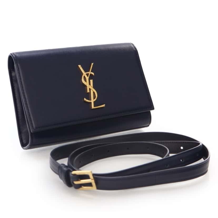Saint Laurent Smooth Calfskin Monogram Kate Belt Bag Blue Leather Good condition - Back View