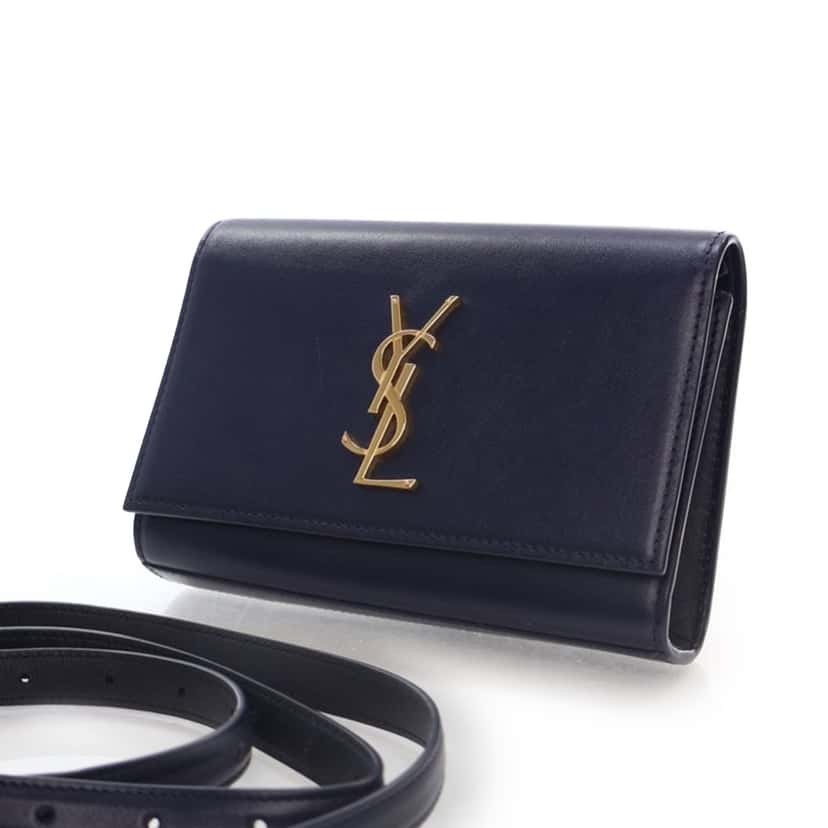 Saint Laurent Smooth Calfskin Monogram Kate Belt Bag Blue Leather Good condition - Inside View
