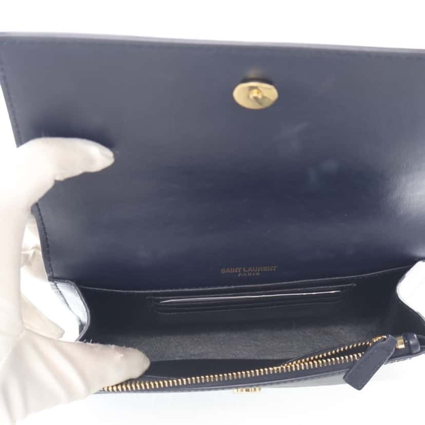 Saint Laurent Smooth Calfskin Monogram Kate Belt Bag Blue Leather Good condition - Box View