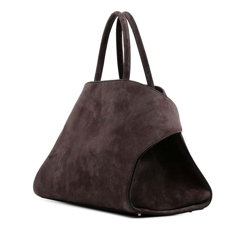 Salvatore Ferragamo Large Suede Hug Top Handle Bag Brown Leather Good condition - Back View