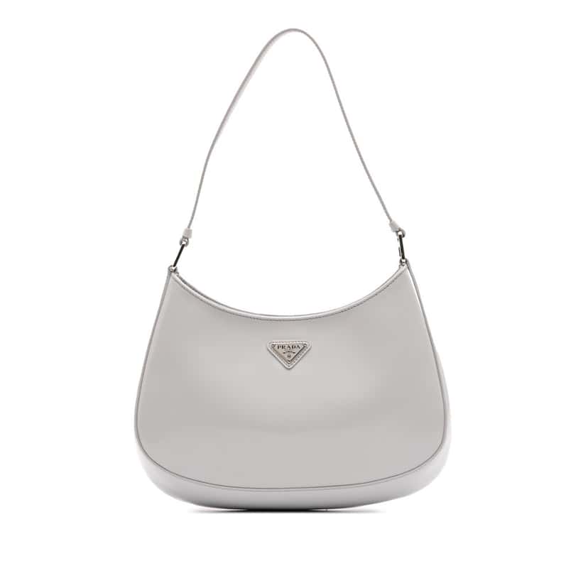 Prada Spazzolato Cleo Shoulder Bag Grey Leather Good condition - Front View