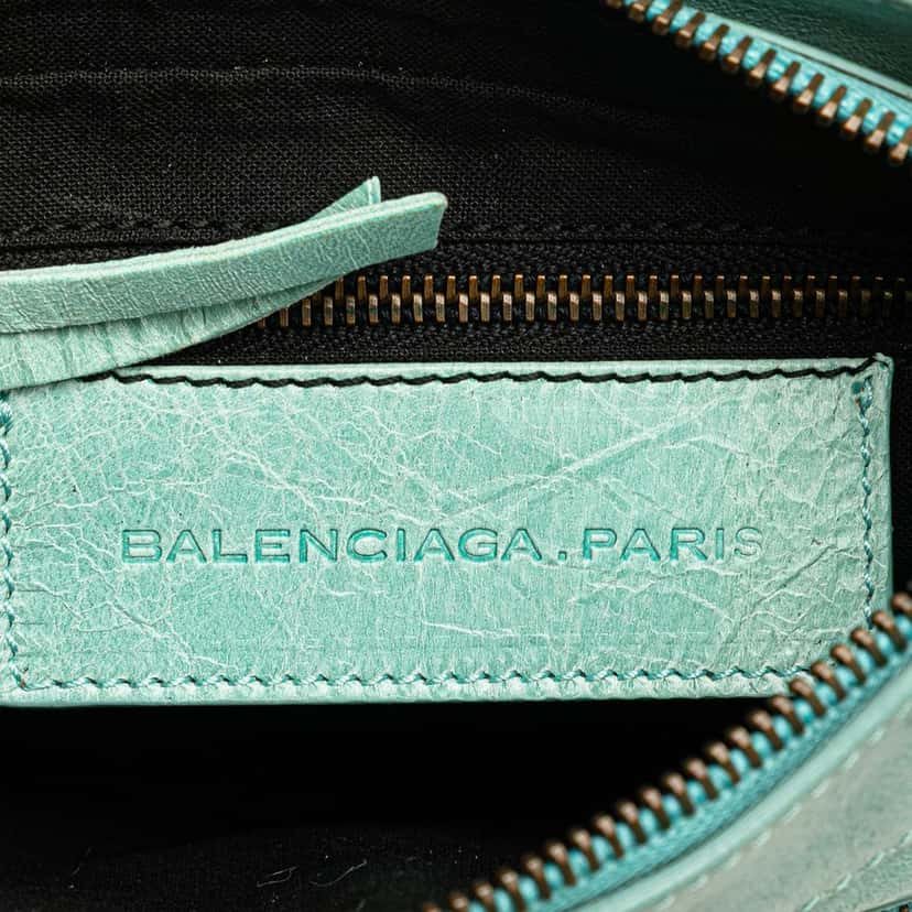 Balenciaga Lambskin Motocross Classic Hip Pochette Blue Leather Good condition - Box View