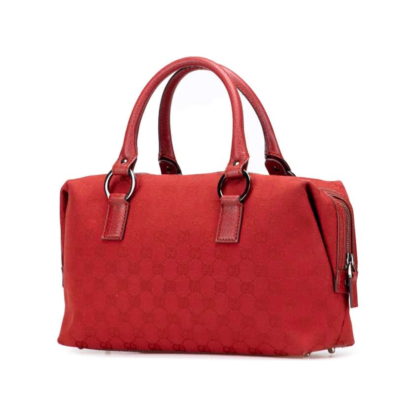 Gucci GG Canvas Boston Bag Red Canvas Good condition - Back View