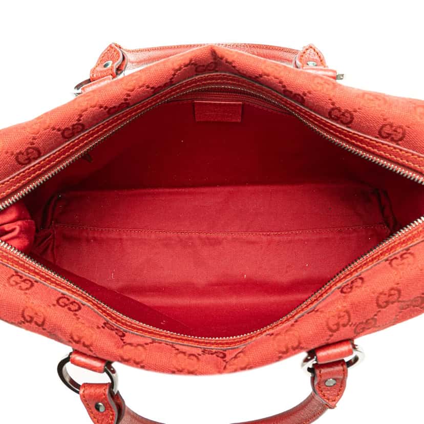 Gucci GG Canvas Boston Bag Red Canvas Good condition - Model View