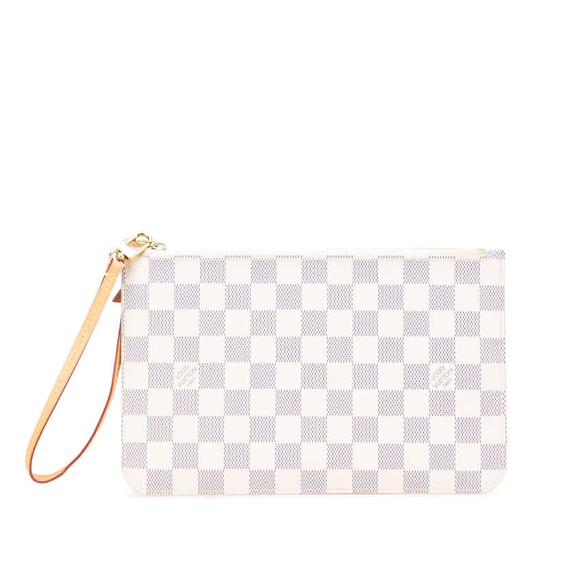 Louis Vuitton Damier Azur Neverfull MM Pouch White Canvas Good condition - Front View