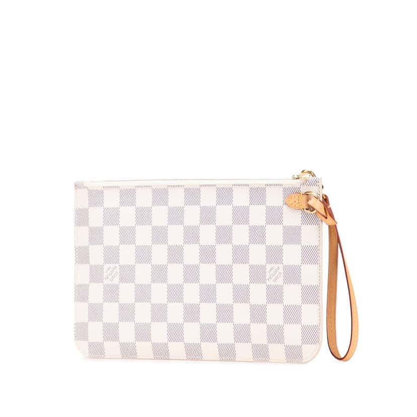 Louis Vuitton Damier Azur Neverfull MM Pouch White Canvas Good condition - Back View