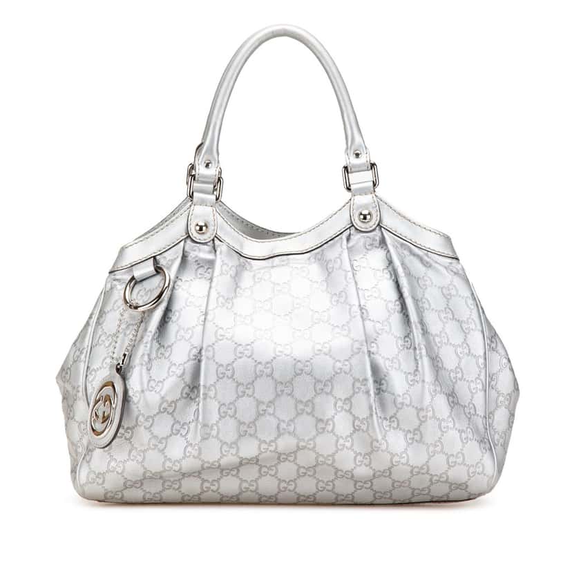 Gucci Medium Guccissima Sukey Tote Silver Leather Good condition - Front View