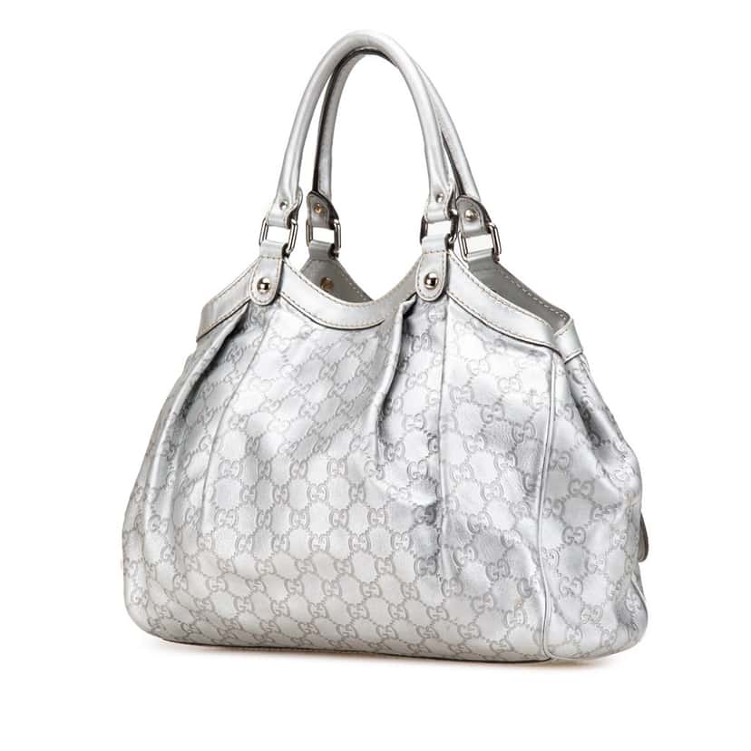 Gucci Medium Guccissima Sukey Tote Silver Leather Good condition - Back View