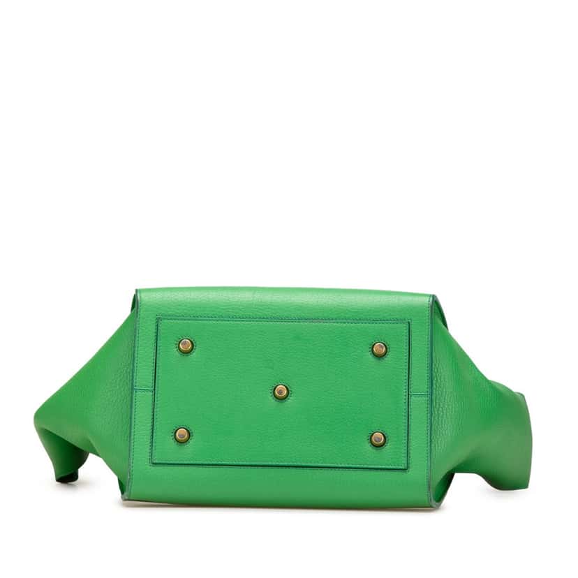 Celine Small Crisped Calfskin Tie Knot Handbag Green Leather Good condition - Inside View