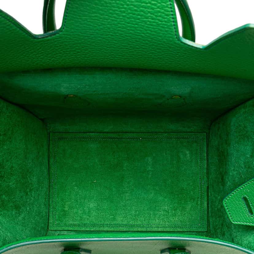 Celine Small Crisped Calfskin Tie Knot Handbag Green Leather Good condition - Model View