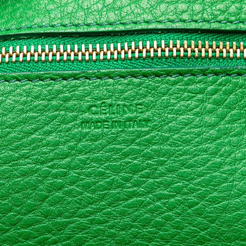 Celine Small Crisped Calfskin Tie Knot Handbag Green Leather Good condition - Box View