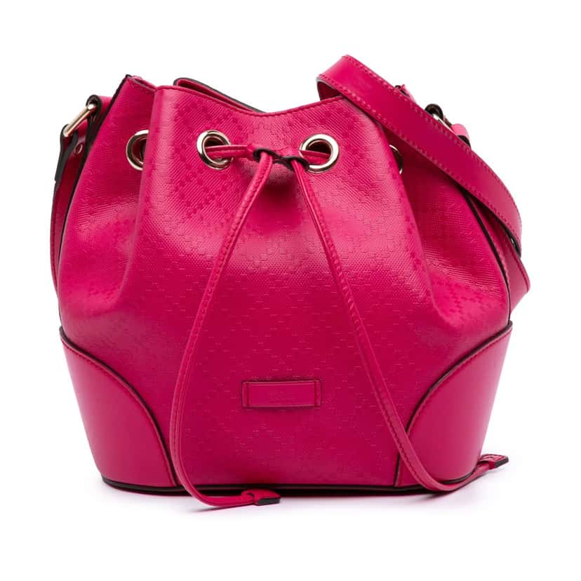Gucci Diamante Leather Bright Bucket Bag Pink Leather Good condition - Front View