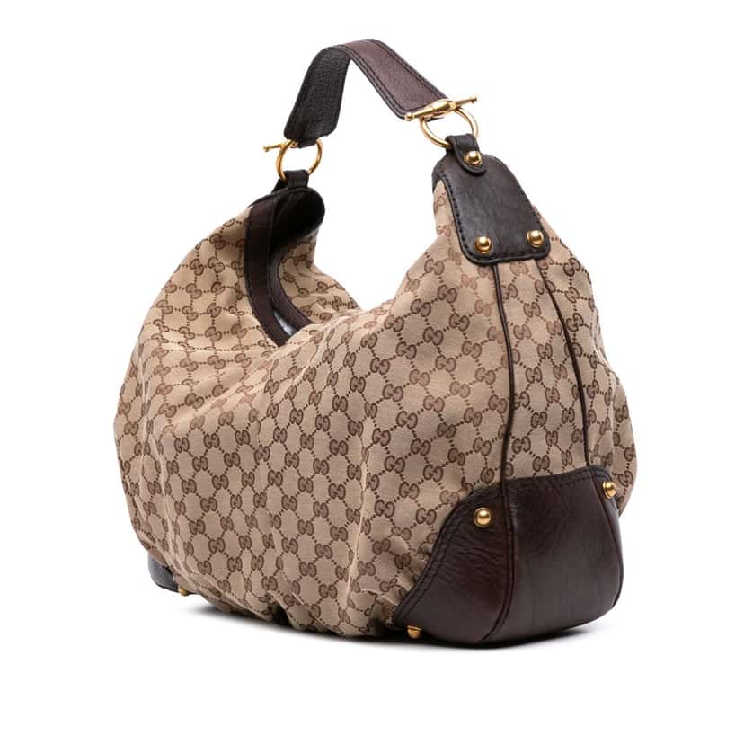 Gucci Large GG Canvas Jockey Hobo Brown Canvas Good condition - Back View