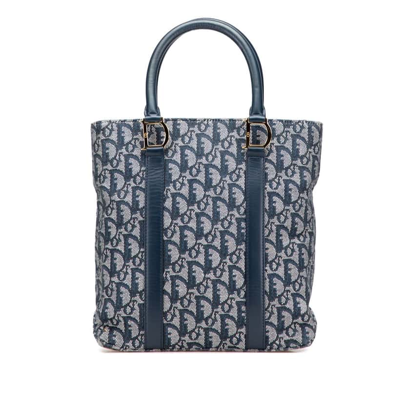 Dior Diorissimo Trotter Canvas Tote Blue Canvas Very good condition - Front View