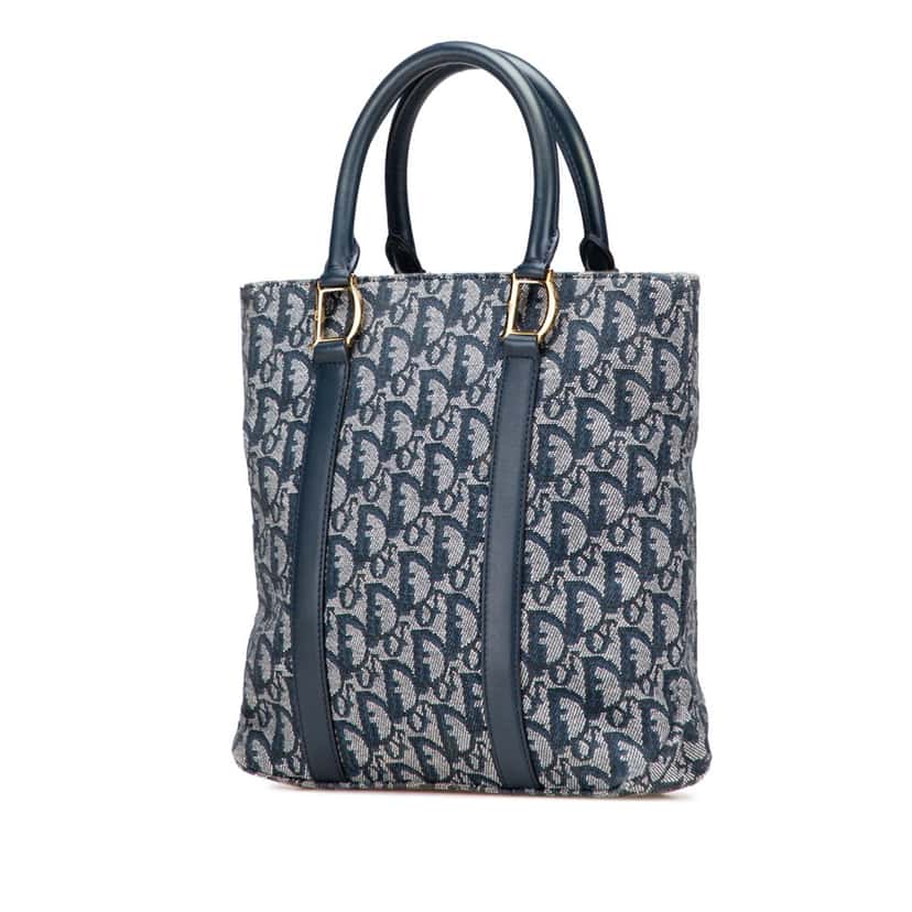 Dior Diorissimo Trotter Canvas Tote Blue Canvas Very good condition - Back View