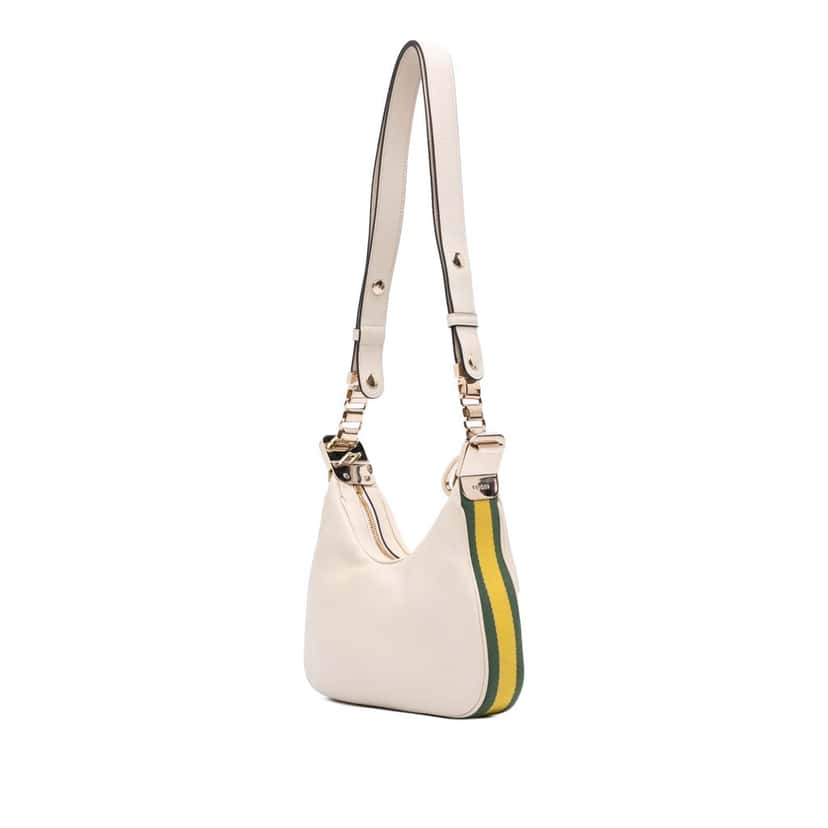 Gucci Small Leather Web Attache Crossbody White Leather Good condition - Back View