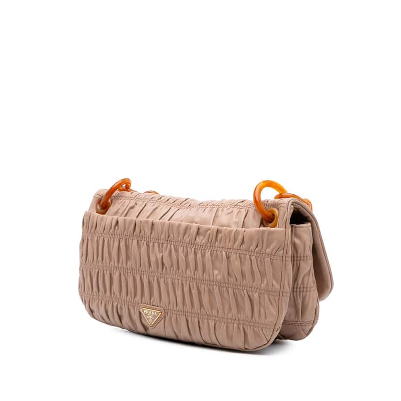 Prada Nappa Gaufre Resin Chain Shoulder Bag Brown Leather Good condition - Back View