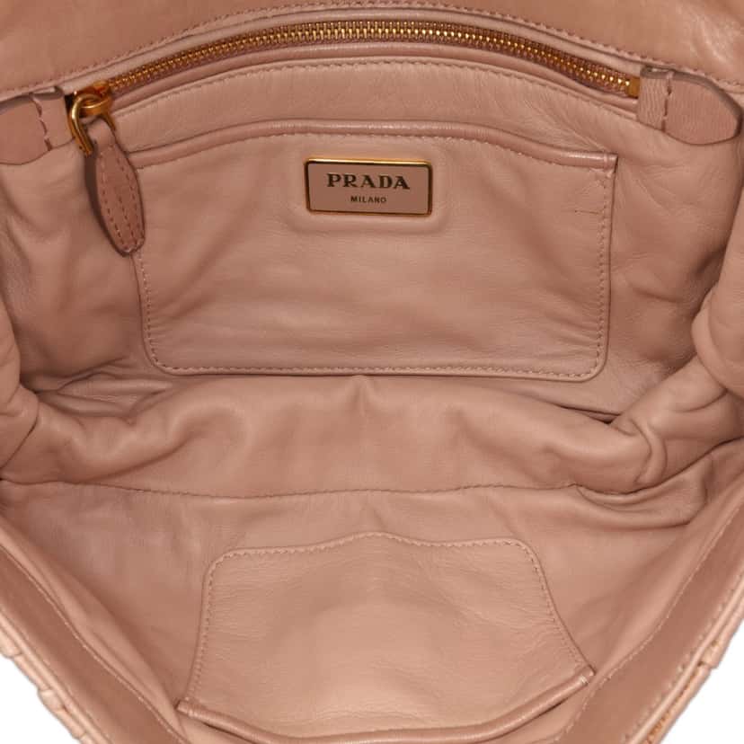 Prada Nappa Gaufre Resin Chain Shoulder Bag Brown Leather Good condition - Model View