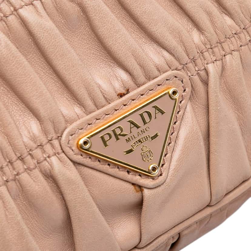 Prada Nappa Gaufre Resin Chain Shoulder Bag Brown Leather Good condition - Box View