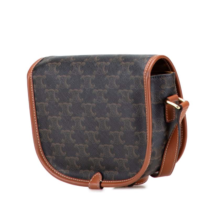 Celine Medium Triomphe Coated Canvas Folco Crossbody Brown Canvas Good condition - Back View