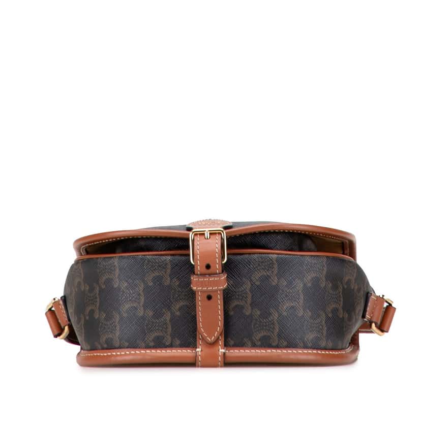 Celine Medium Triomphe Coated Canvas Folco Crossbody Brown Canvas Good condition - Inside View