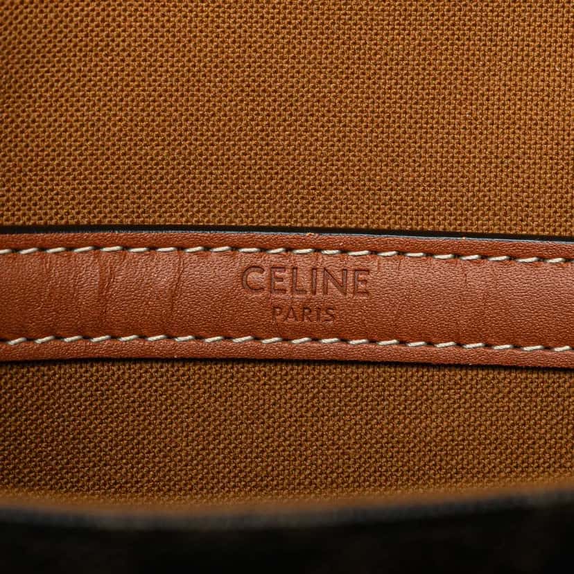Celine Medium Triomphe Coated Canvas Folco Crossbody Brown Canvas Good condition - Box View
