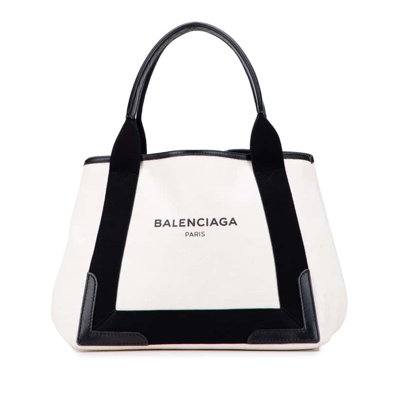 Balenciaga Canvas S Navy Cabas Tote White Canvas Good condition - Front View