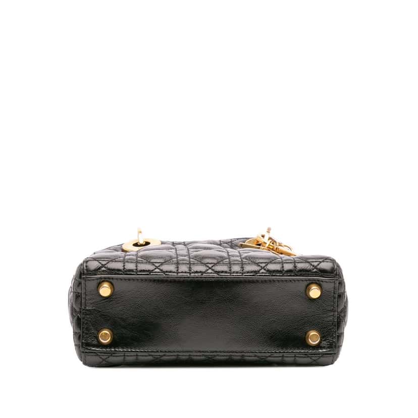 Dior Small Crinkled Patent Cannage My ABCDior Lady Dior Black Leather Good condition - Inside View