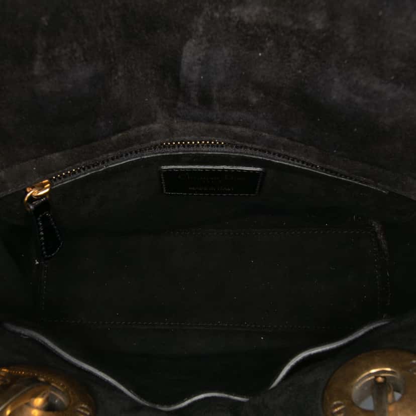 Dior Small Crinkled Patent Cannage My ABCDior Lady Dior Black Leather Good condition - Model View