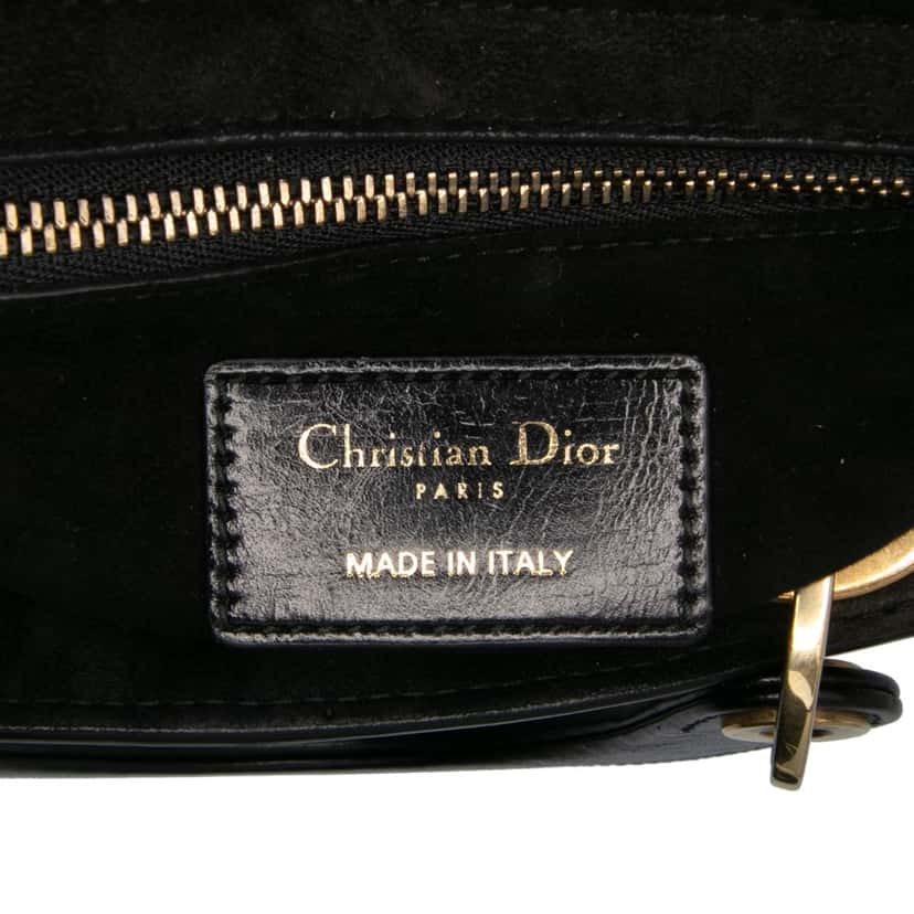 Dior Small Crinkled Patent Cannage My ABCDior Lady Dior Black Leather Good condition - Box View