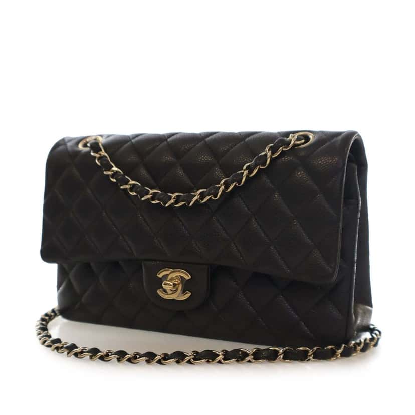 Chanel Medium Classic Caviar Double Flap Grey Leather Good condition - Inside View