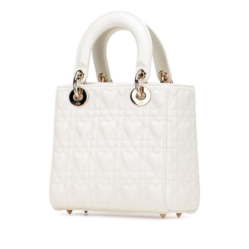 Dior Small Lambskin Cannage DiorAmour My ABCDior Lady Dior White Leather Good condition - Back View