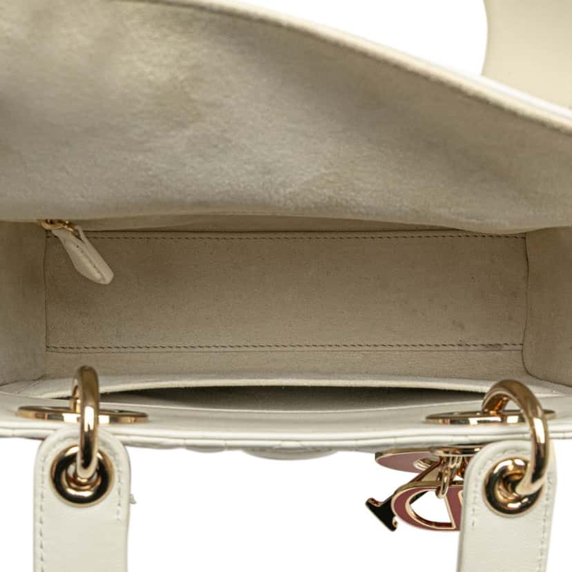 Dior Small Lambskin Cannage DiorAmour My ABCDior Lady Dior White Leather Good condition - Model View