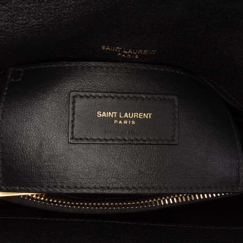 Saint Laurent Medium Quilted Chevron Sheepskin College Satchel Black Leather Good condition - Box View