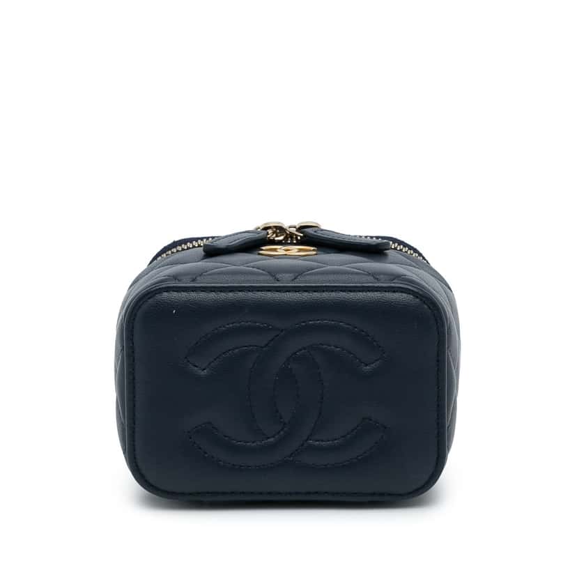 Chanel Small Lambskin Top Handle Vanity Bag Blue Leather Good condition - Box View