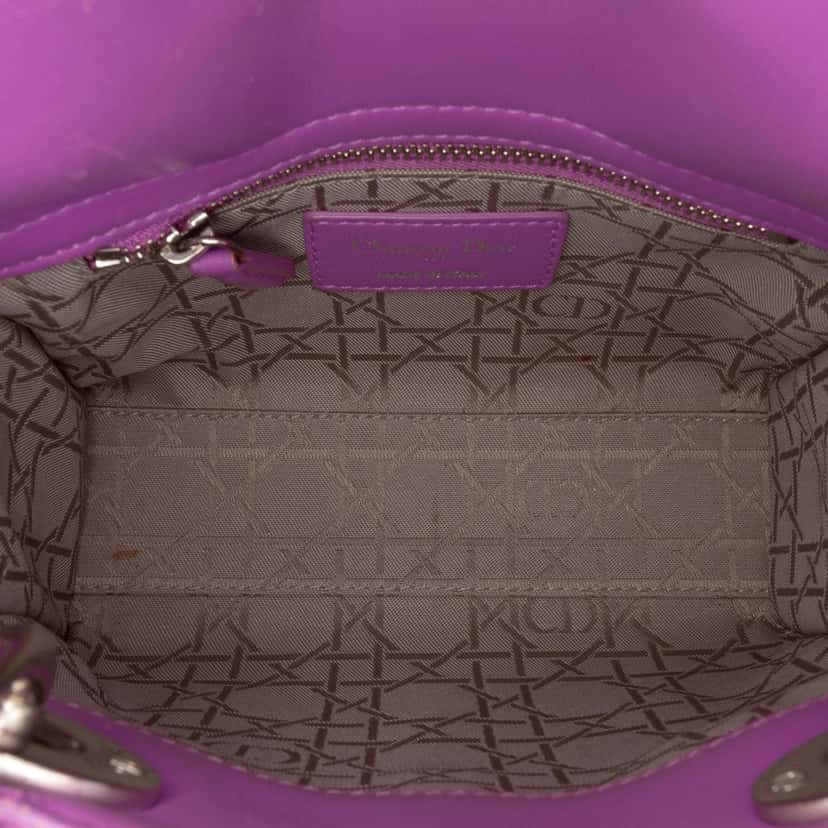 Dior Mini Lambskin Cannage Lady Dior Purple Leather Good condition - Model View