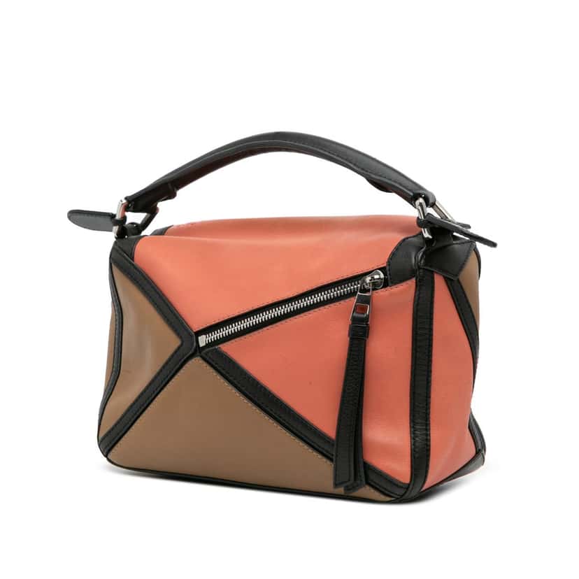 Loewe Small Calfskin Graphic Puzzle Satchel Brown Leather Good condition - Back View