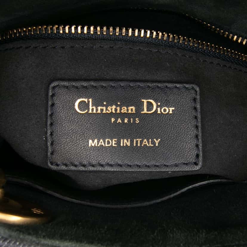 Dior Mini Denim Embroidered Lady Dior Blue Denim Good condition - Box View