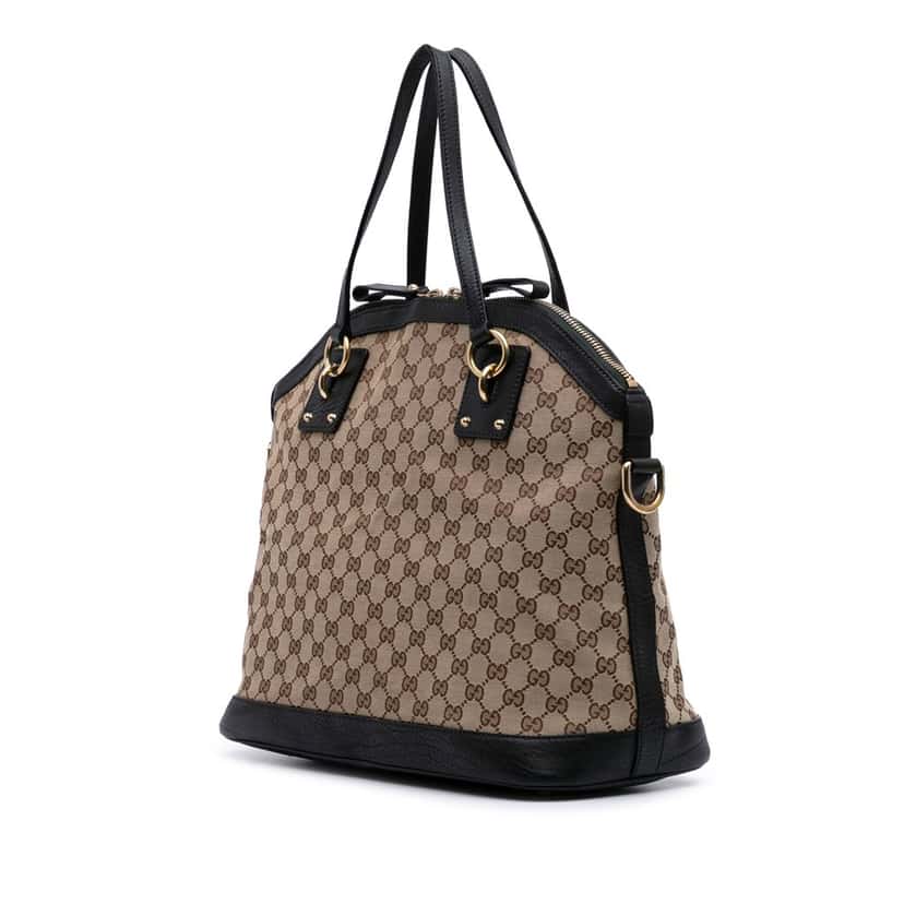 Gucci Large GG Canvas Charm Dome Satchel Brown Canvas Good condition - Back View