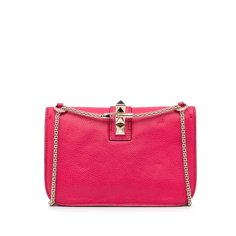 Valentino Small Rockstud Glam Lock Shoulder Bag Red Leather Good condition - Inside View
