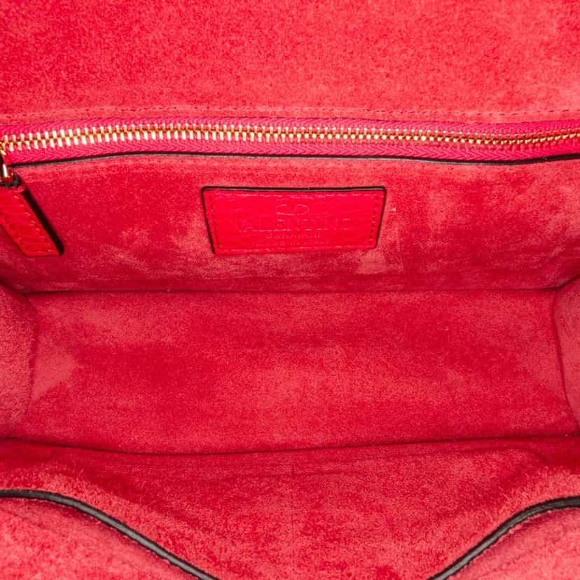 Valentino Small Rockstud Glam Lock Shoulder Bag Red Leather Good condition - Box View