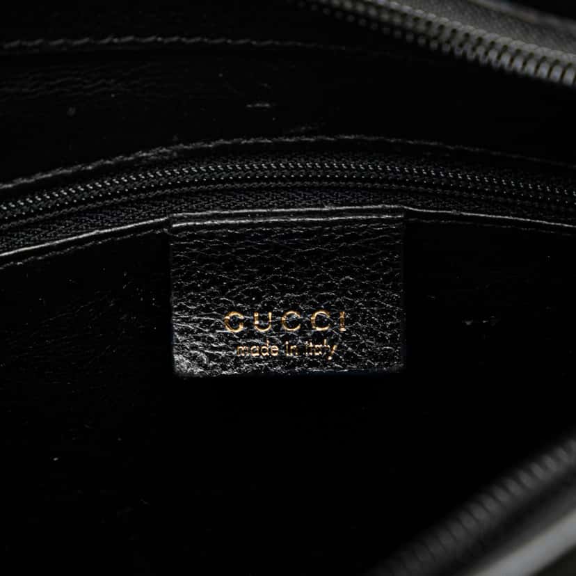Gucci Bamboo Leather Shoulder Bag Black Leather Good condition - Box View